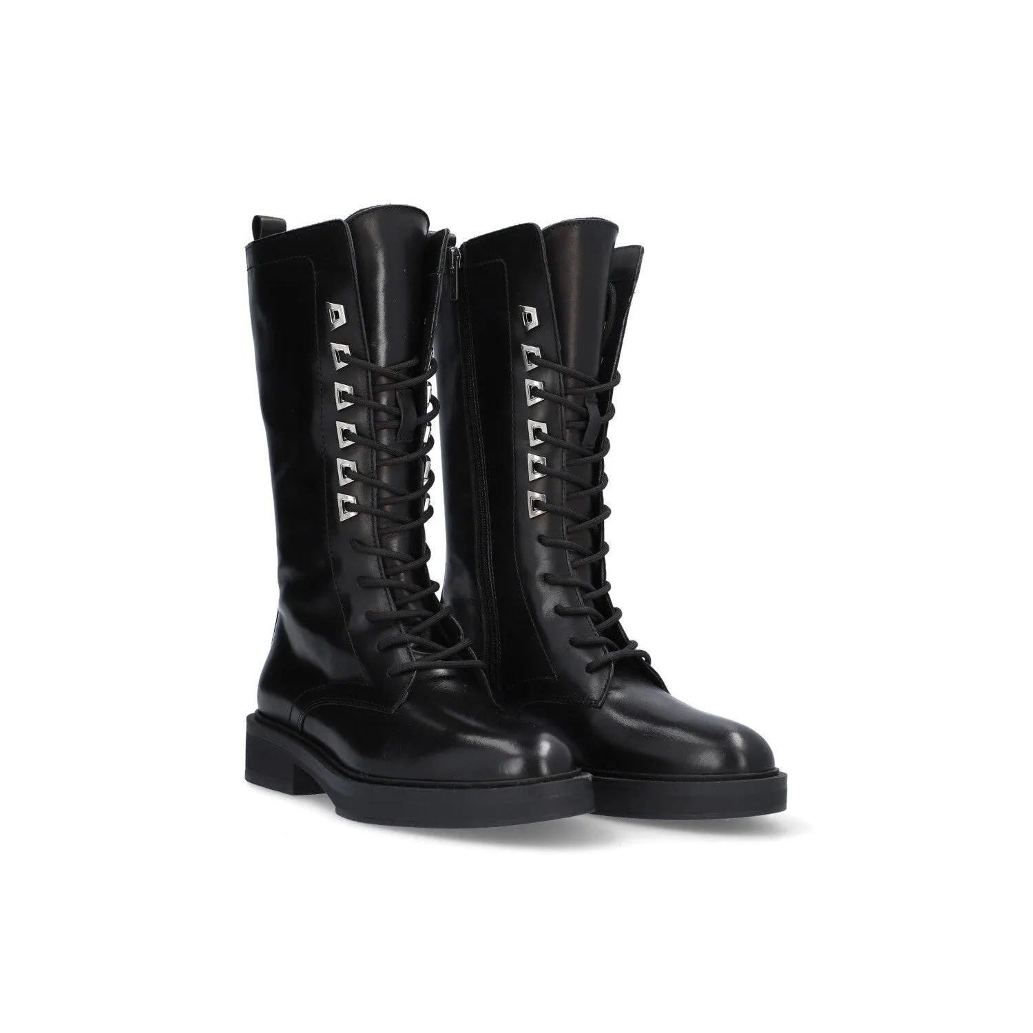 Alpe Katy 27001705 Ladies Spanish Black Leather Slip On Mid-Calf Boots