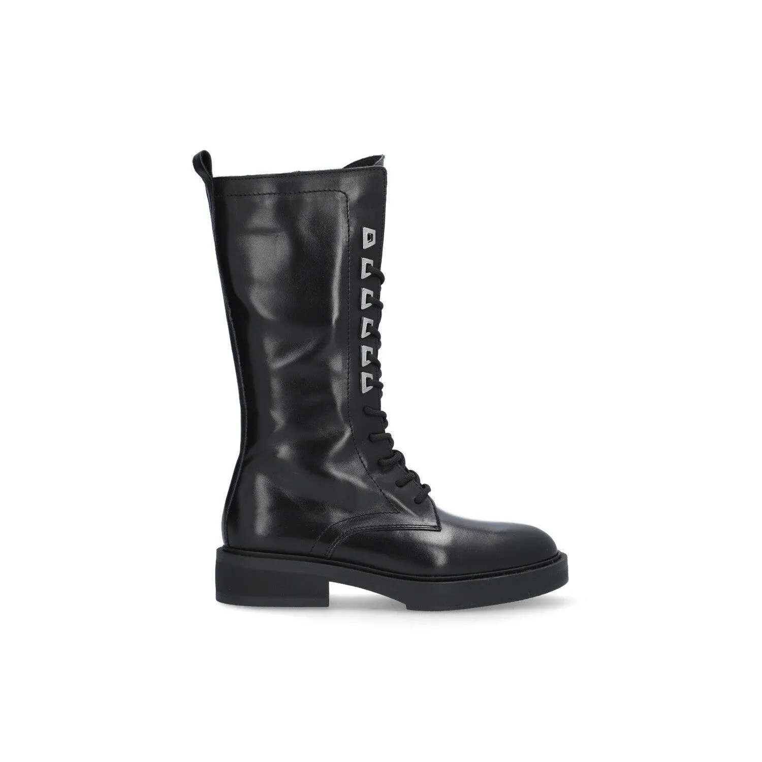 Alpe Katy 27001705 Ladies Spanish Black Leather Slip On Mid-Calf Boots