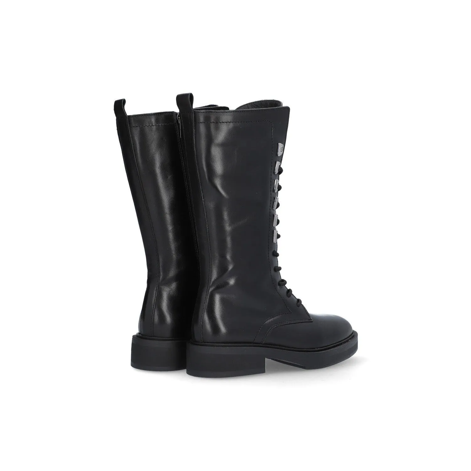 Alpe Katy 27001705 Ladies Spanish Black Leather Slip On Mid-Calf Boots
