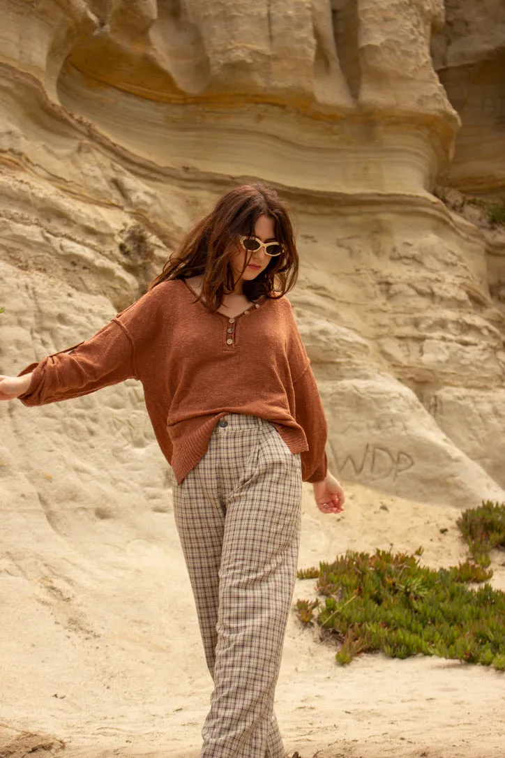 Brown Striped Pants