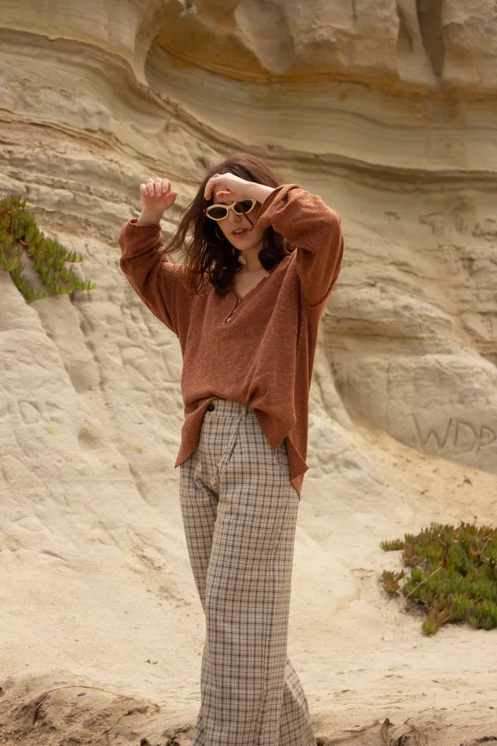 Brown Striped Pants