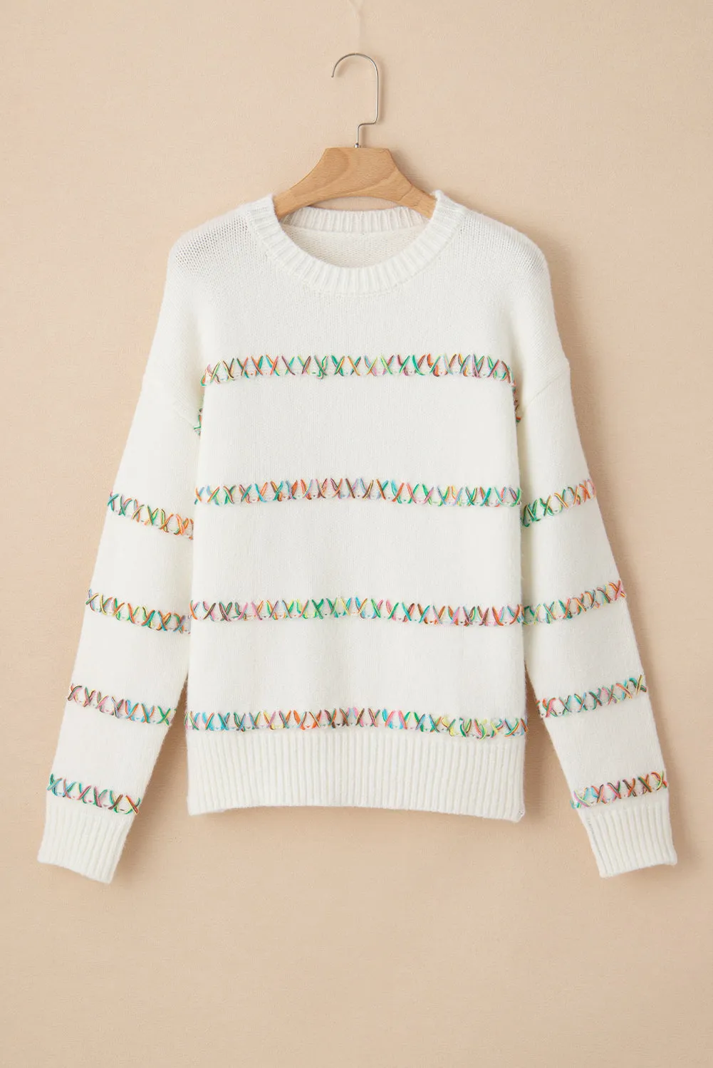 Colorful Crossed Stitch Sweater
