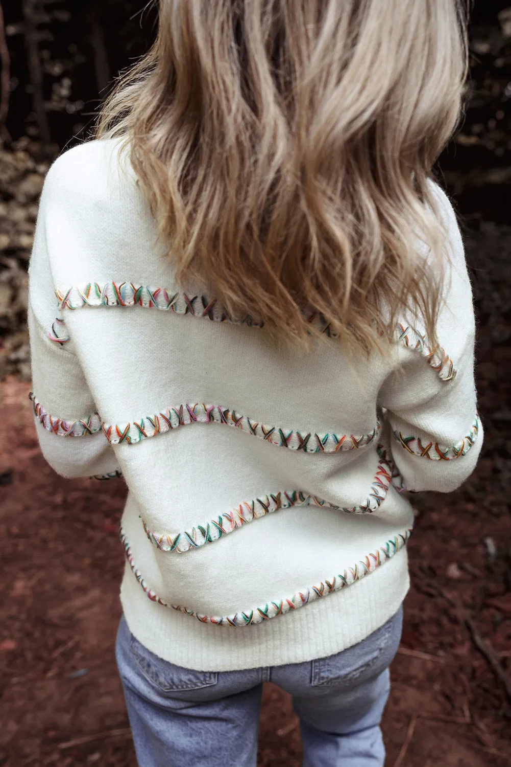 Colorful Crossed Stitch Sweater