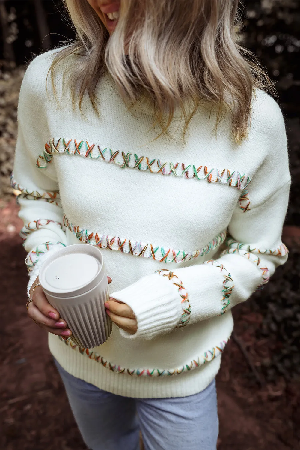 Colorful Crossed Stitch Sweater