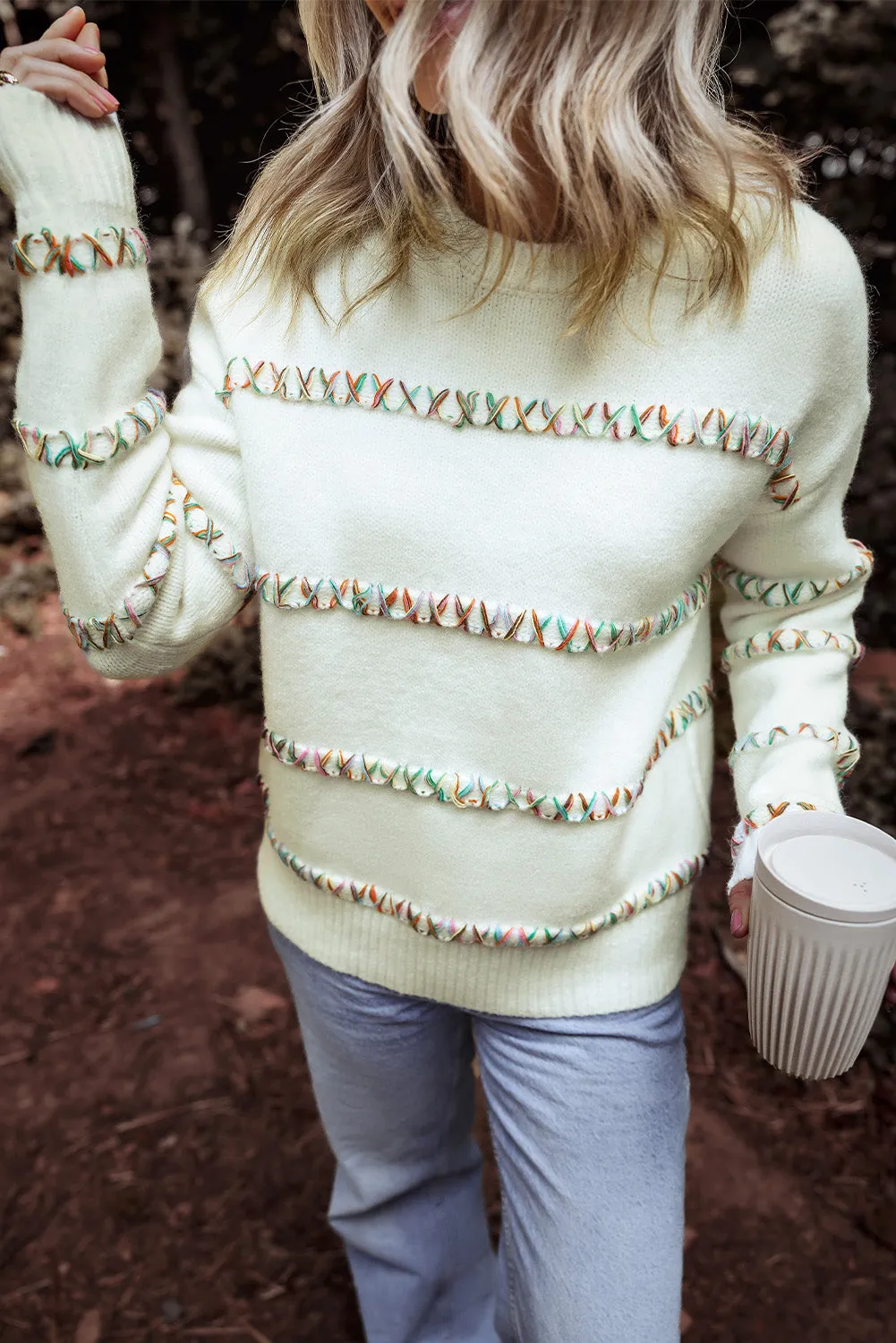 Colorful Crossed Stitch Sweater