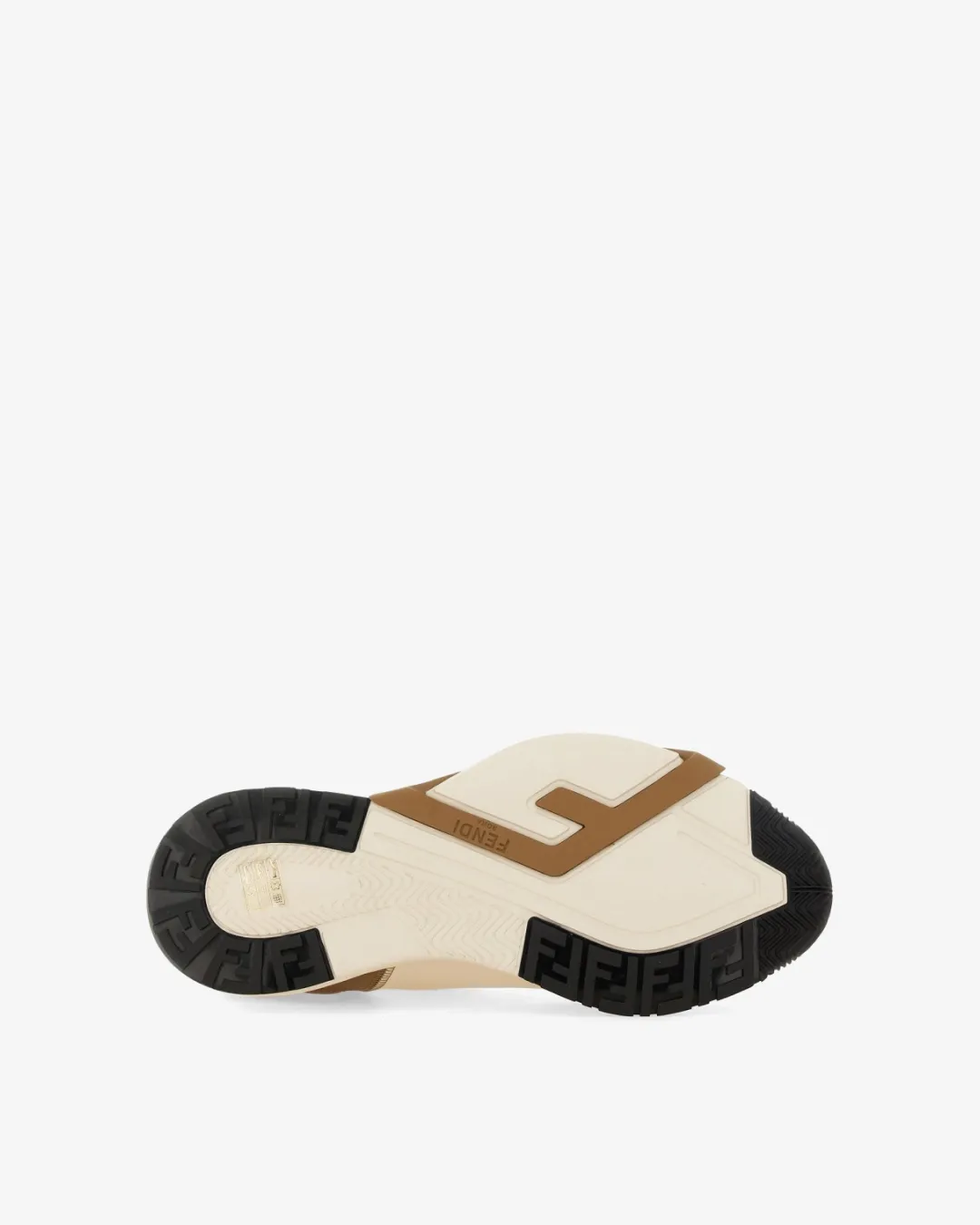 Fendi Flow Sneakers Brown Leather and Brown FF Jacquard