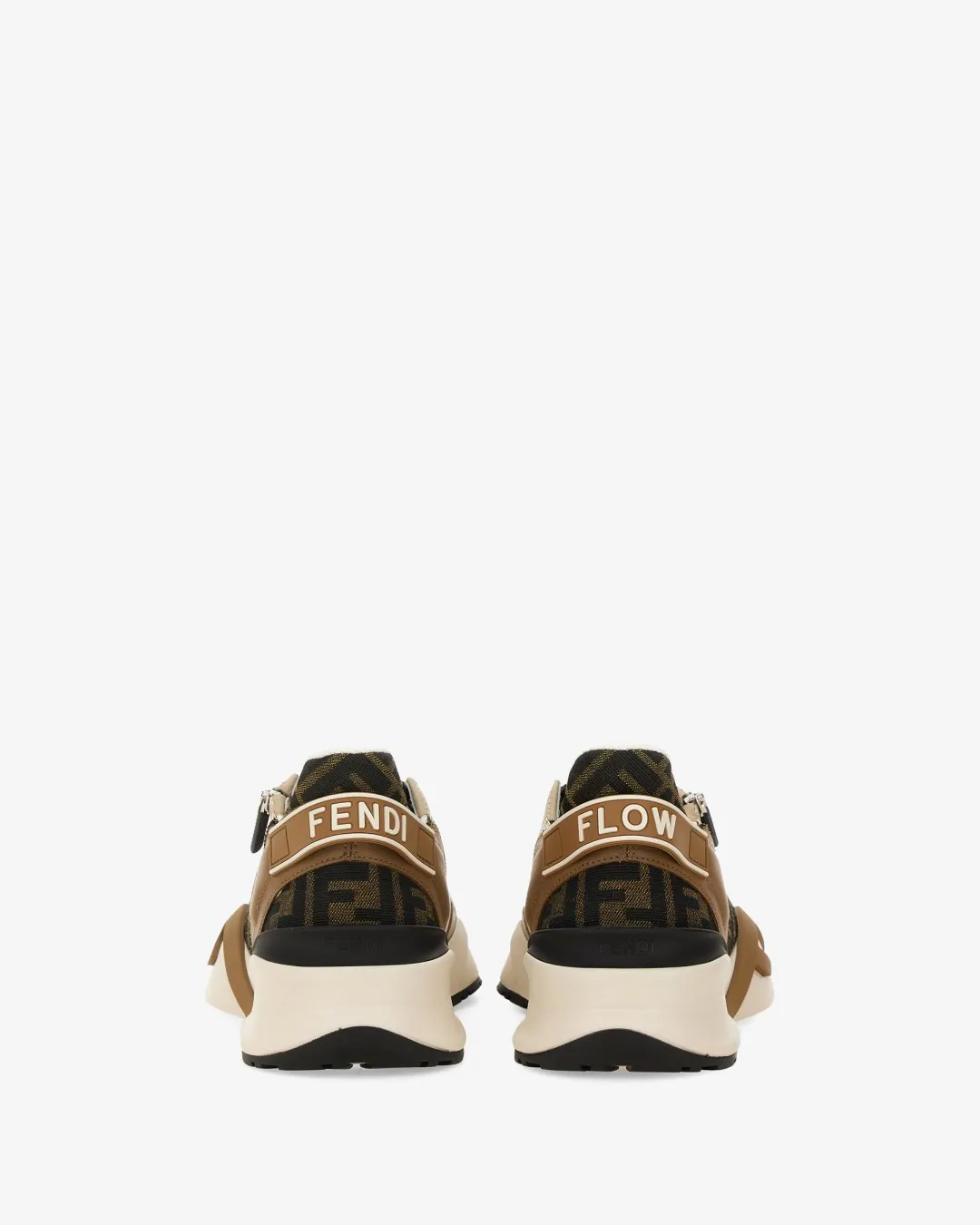 Fendi Flow Sneakers Brown Leather and Brown FF Jacquard