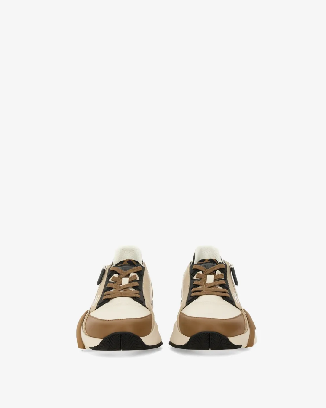 Fendi Flow Sneakers Brown Leather and Brown FF Jacquard