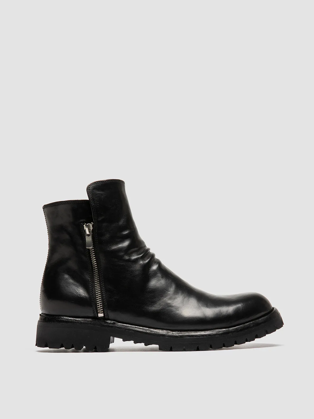 IKONIC 007 - Black Leather zip boot