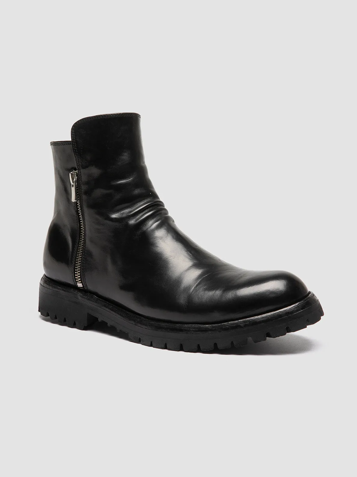 IKONIC 007 - Black Leather zip boot