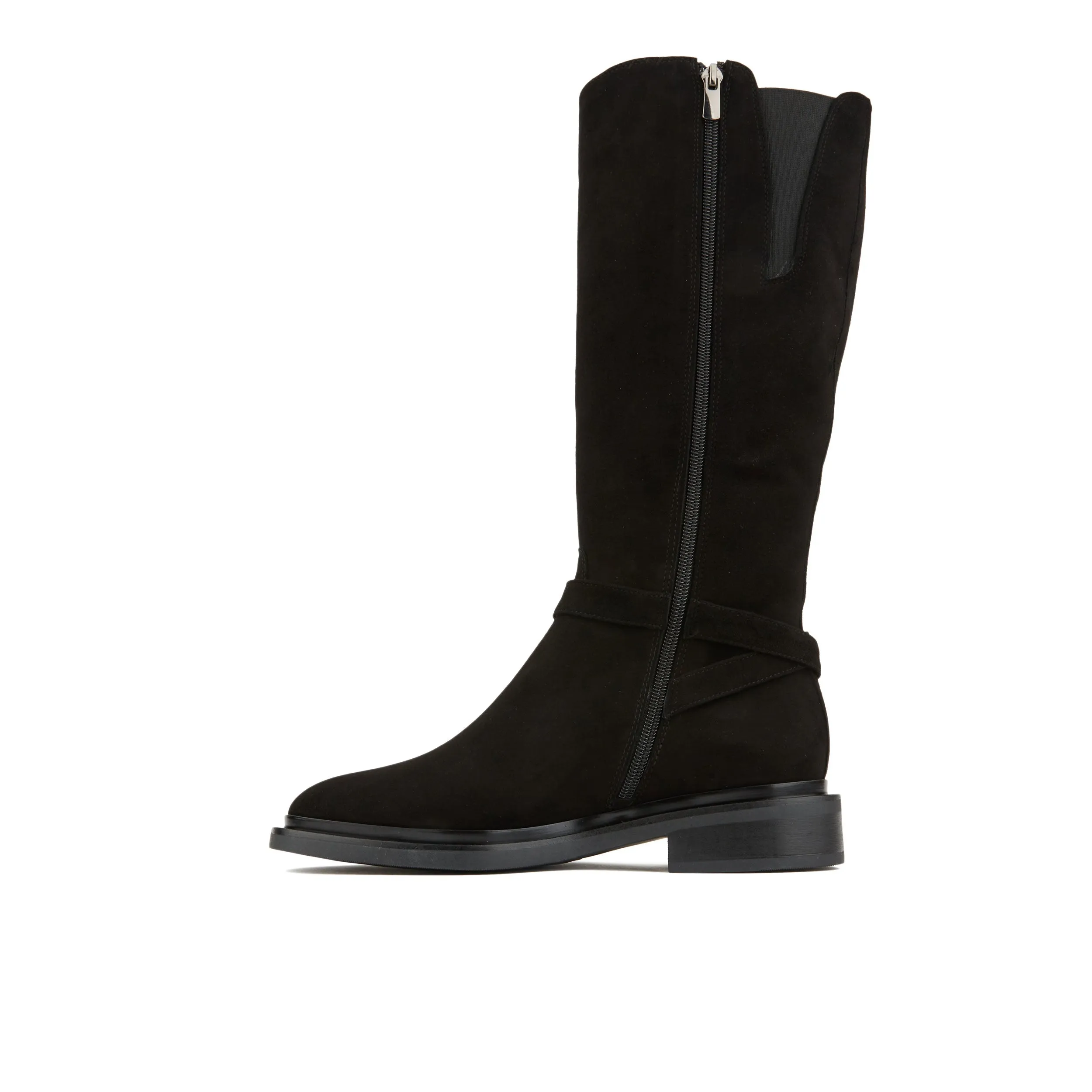 Jamie - Black - Women's leather knee high riding boots with rounded toe