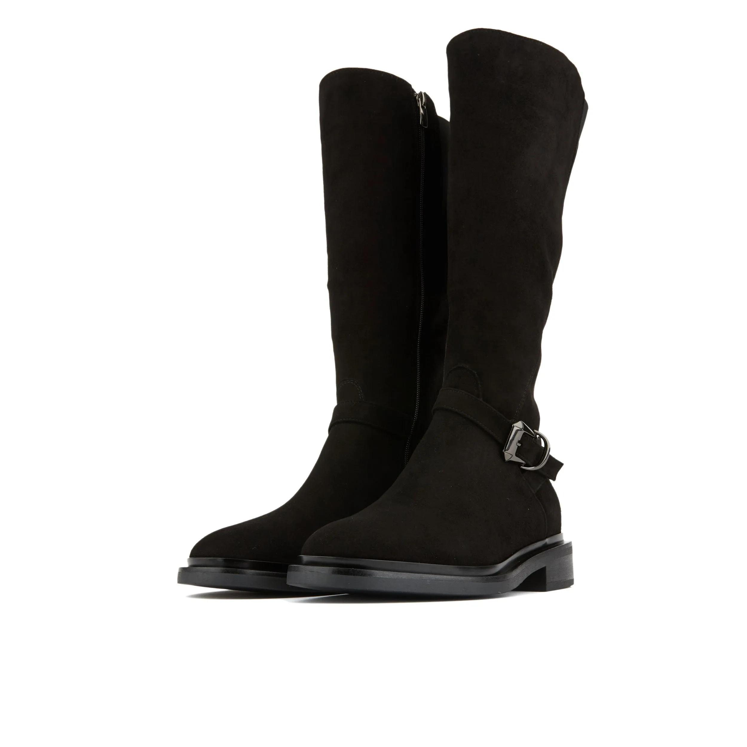 Jamie - Black - Women's leather knee high riding boots with rounded toe