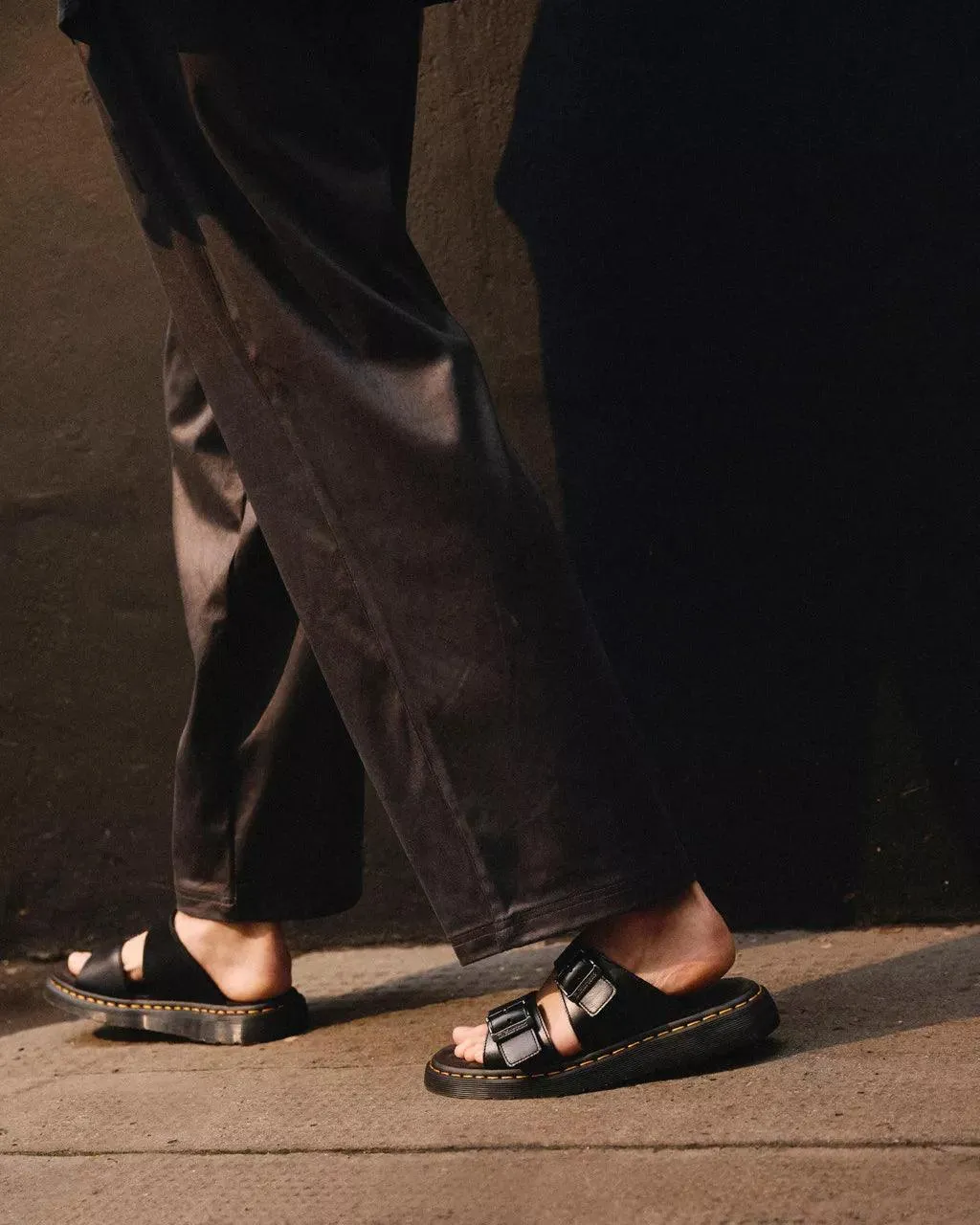 Josef Analine Leather Buckle Slide Sandals