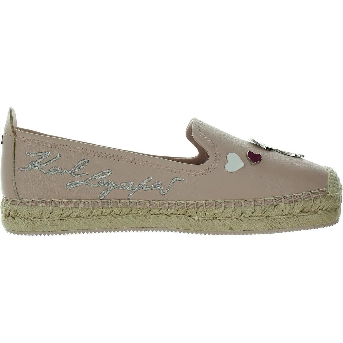 Karl Lagerfeld Womens MICHAELA Faux Leather Wedge Espadrilles