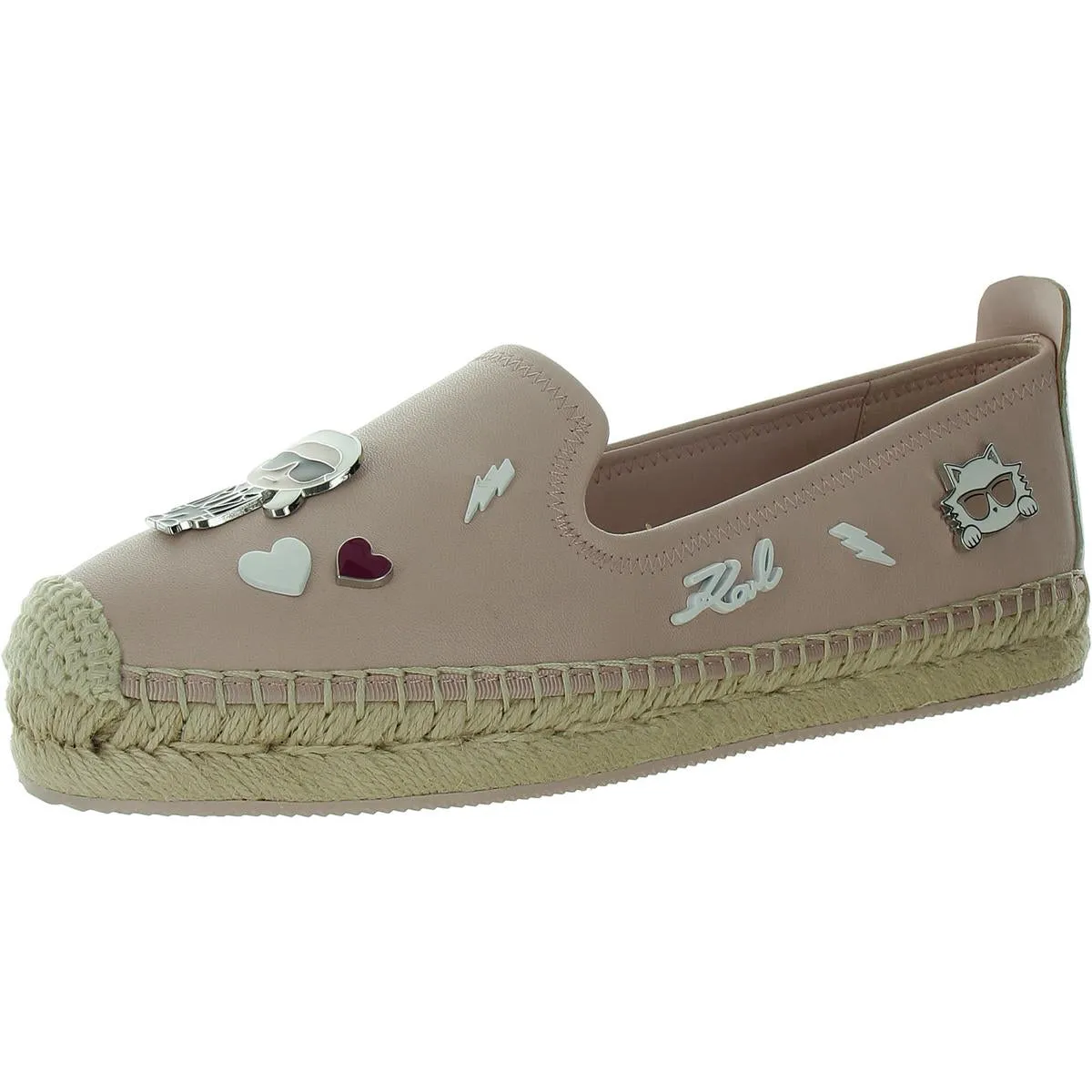 Karl Lagerfeld Womens MICHAELA Faux Leather Wedge Espadrilles