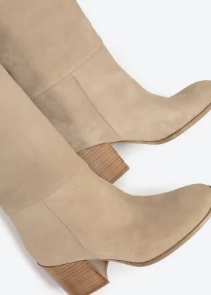 MADELINE SUEDE STACKED HEEL BOOT