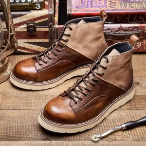 Men's Vintage Leather Motorcycle Ankle Boots