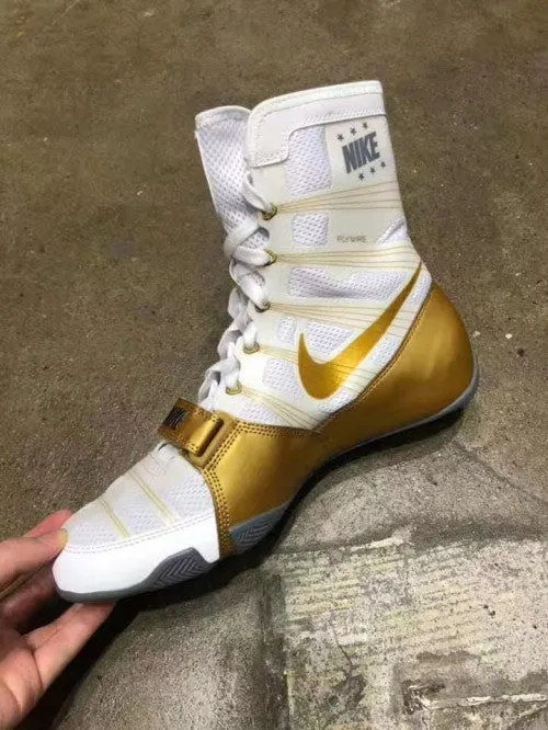 NIKE HYPERKO 1 PROFESSIONAL BOXING SHOES BOXING BOOTS US 4-12.5 White-Gold