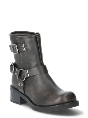 No Boundaries Women's Buckle Moto Boots