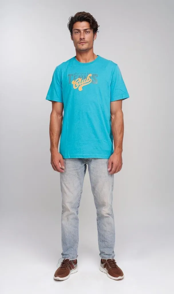 O203201 - Tennis Club Graphic T-Shirt  Cyan Blue