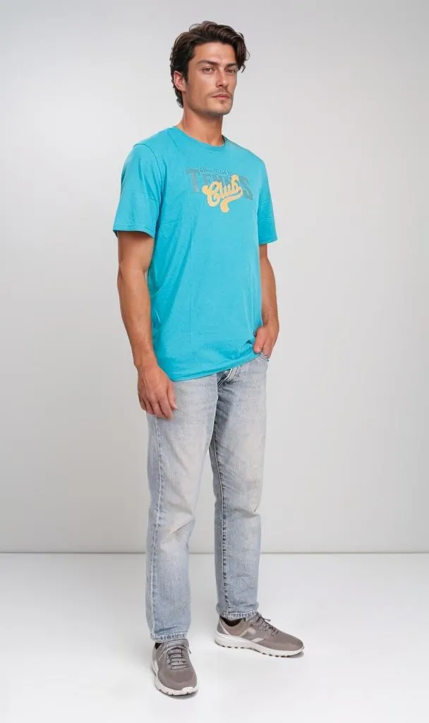 O203201 - Tennis Club Graphic T-Shirt  Cyan Blue