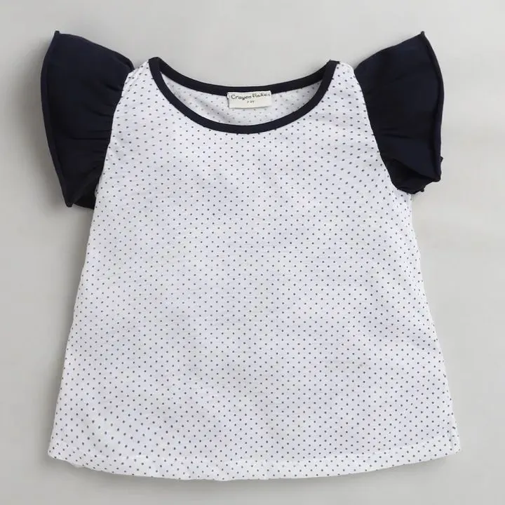 Polka with Sleeves Frill Top