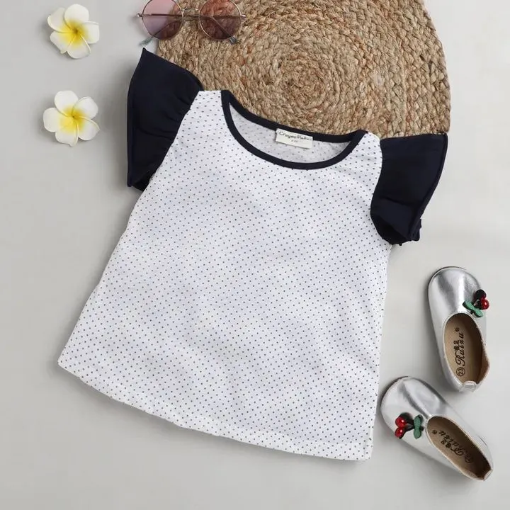 Polka with Sleeves Frill Top