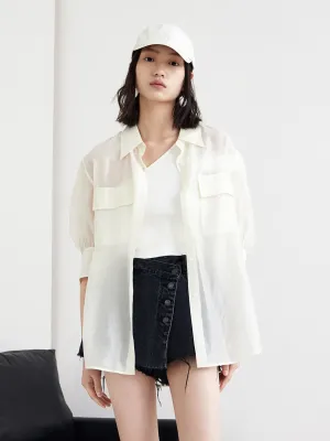 Puff Sleeve Pocket Shirt