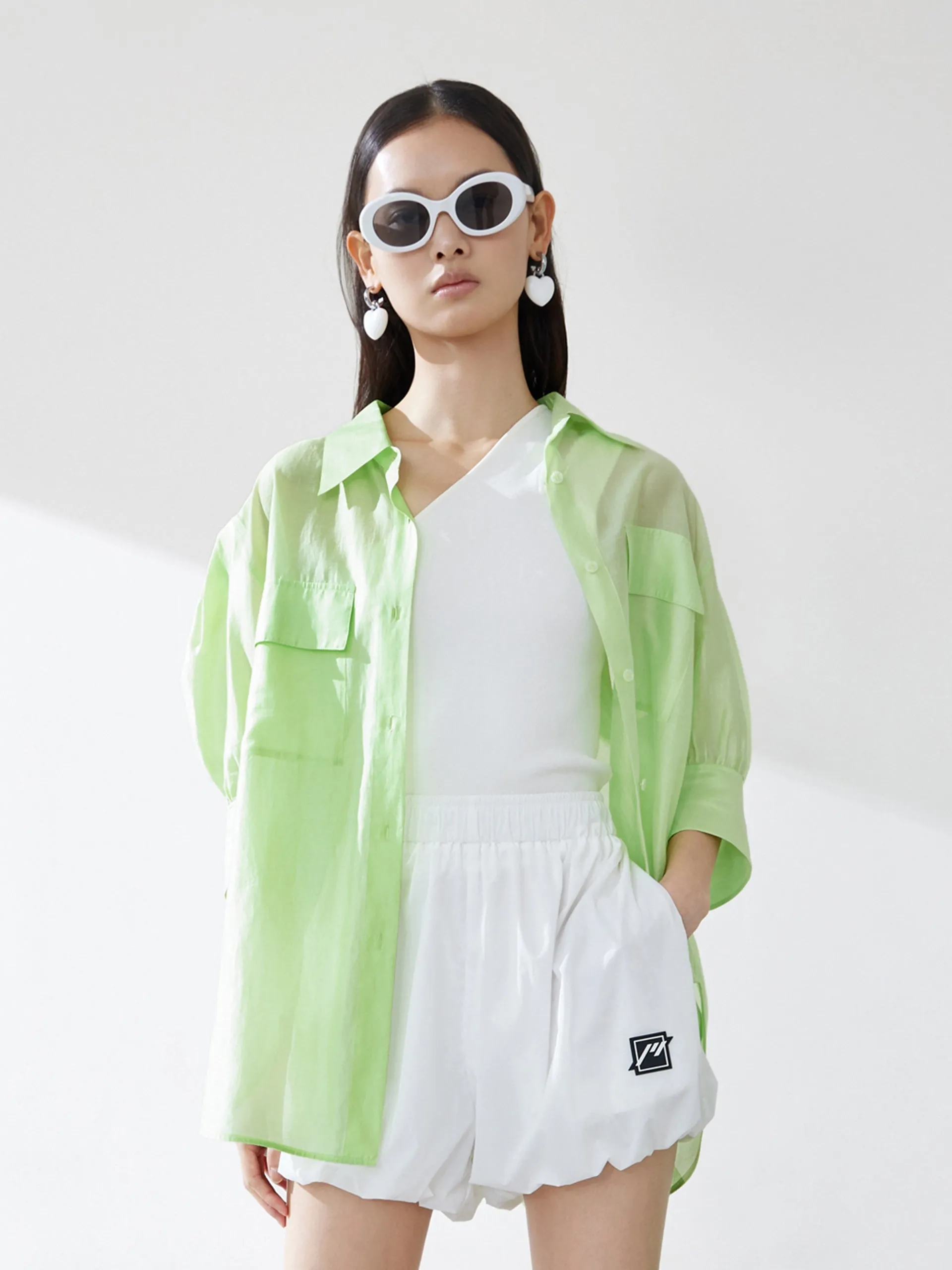 Puff Sleeve Pocket Shirt
