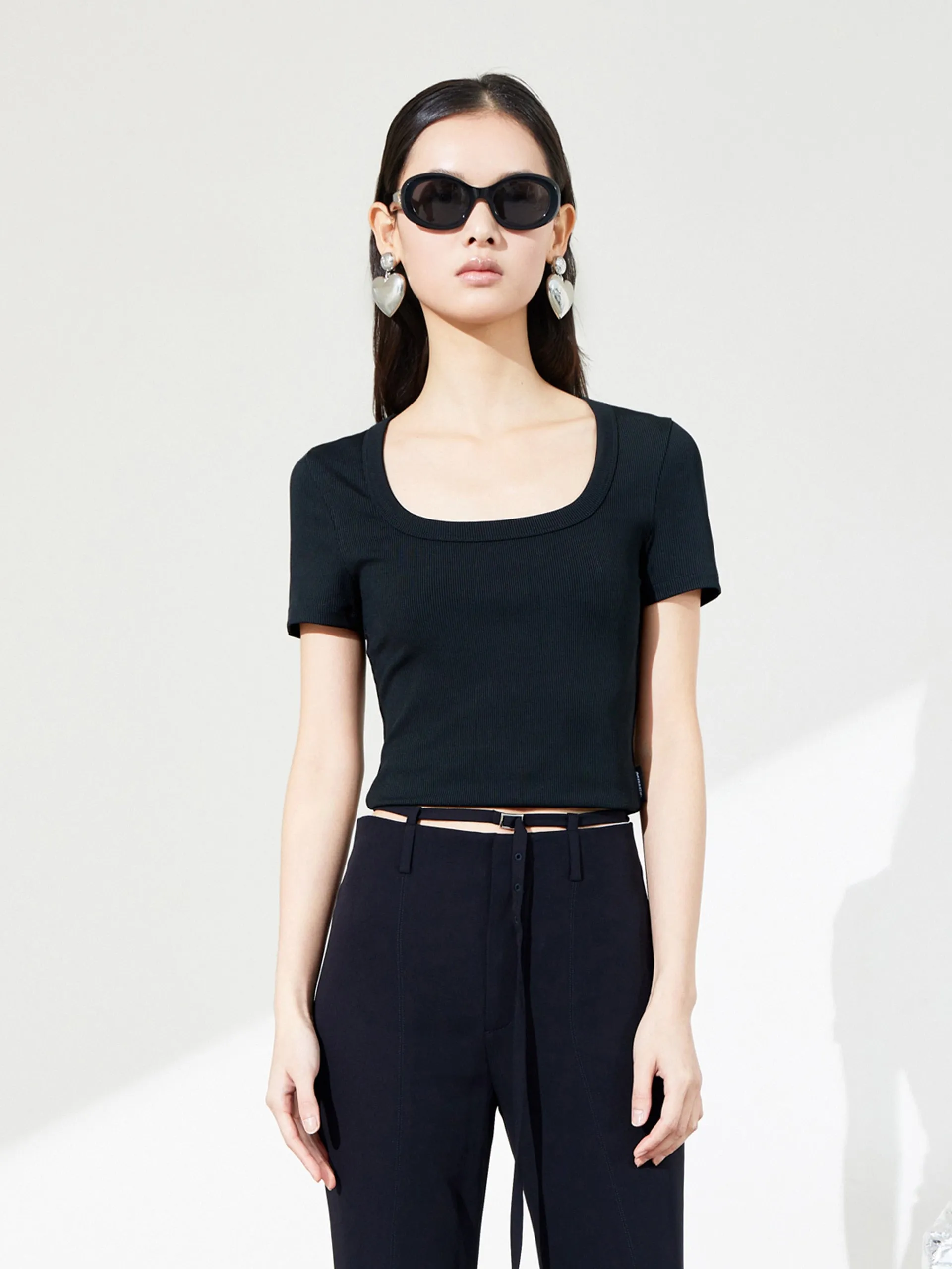 Ribbed Textured Slim Fit T-shirt