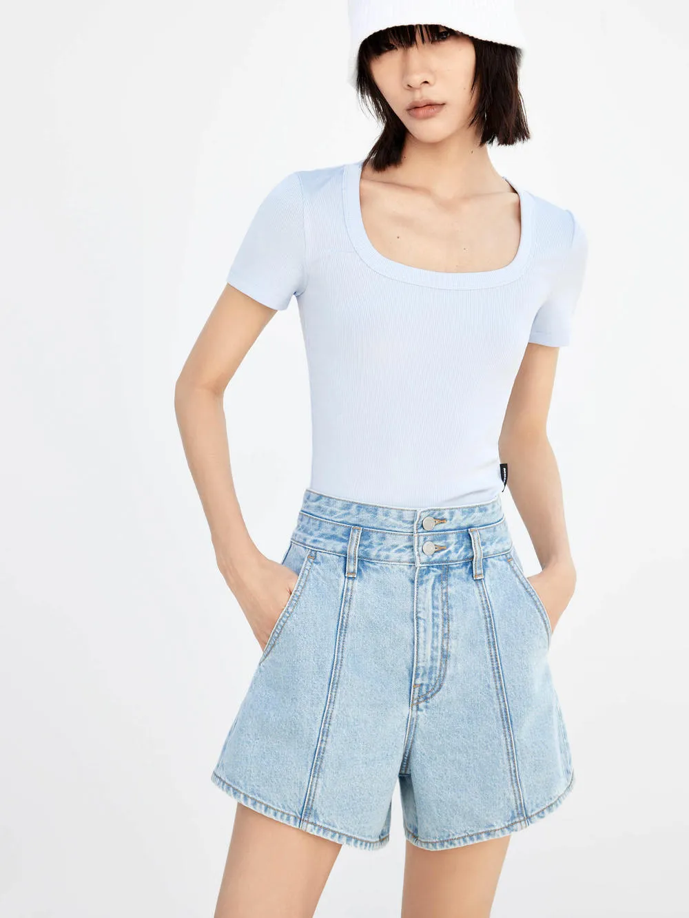 Ribbed Textured Slim Fit T-shirt
