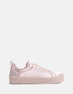 Sissy Boy Diamante Outsole Satin Pink Sneaker
