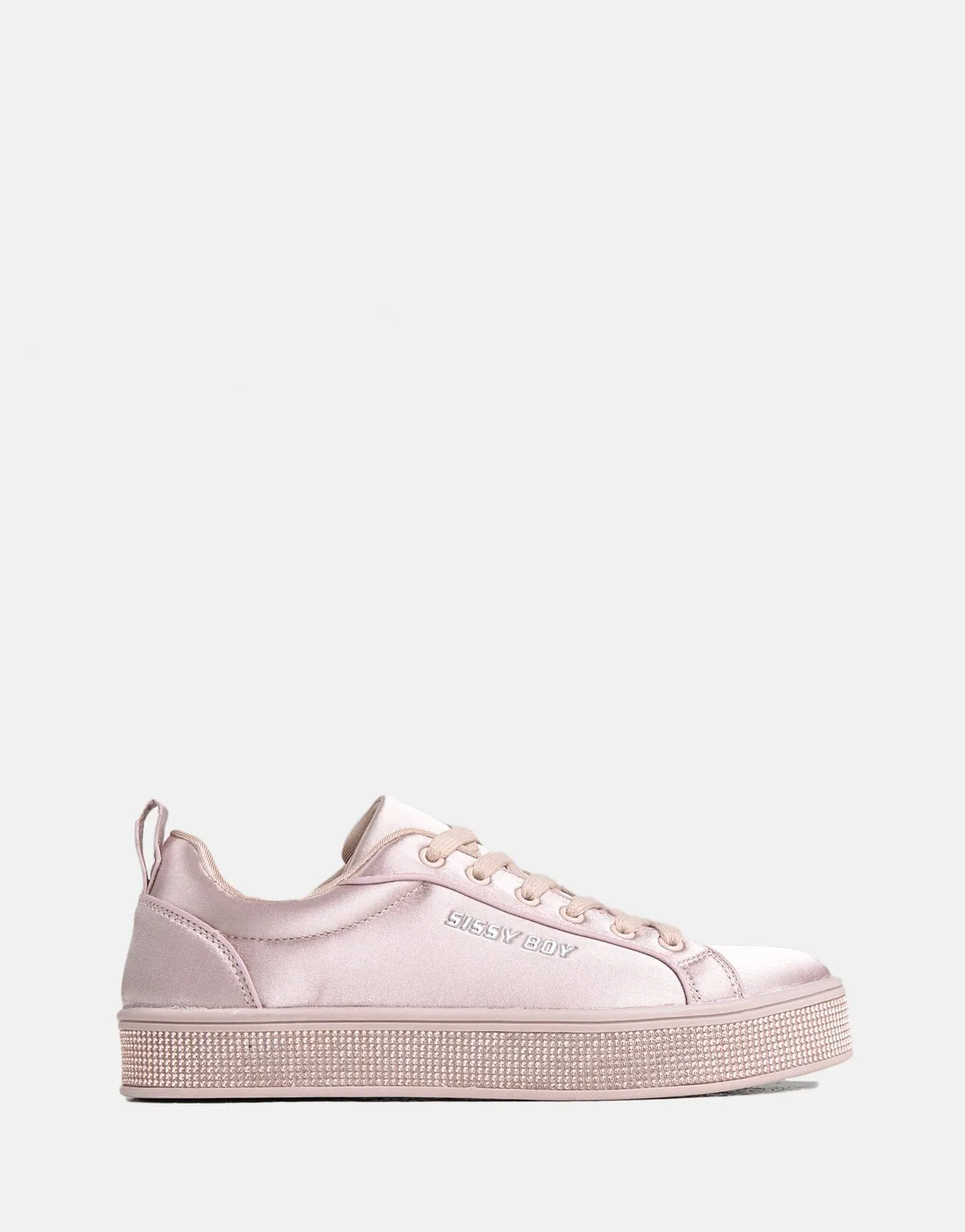 Sissy Boy Diamante Outsole Satin Pink Sneaker