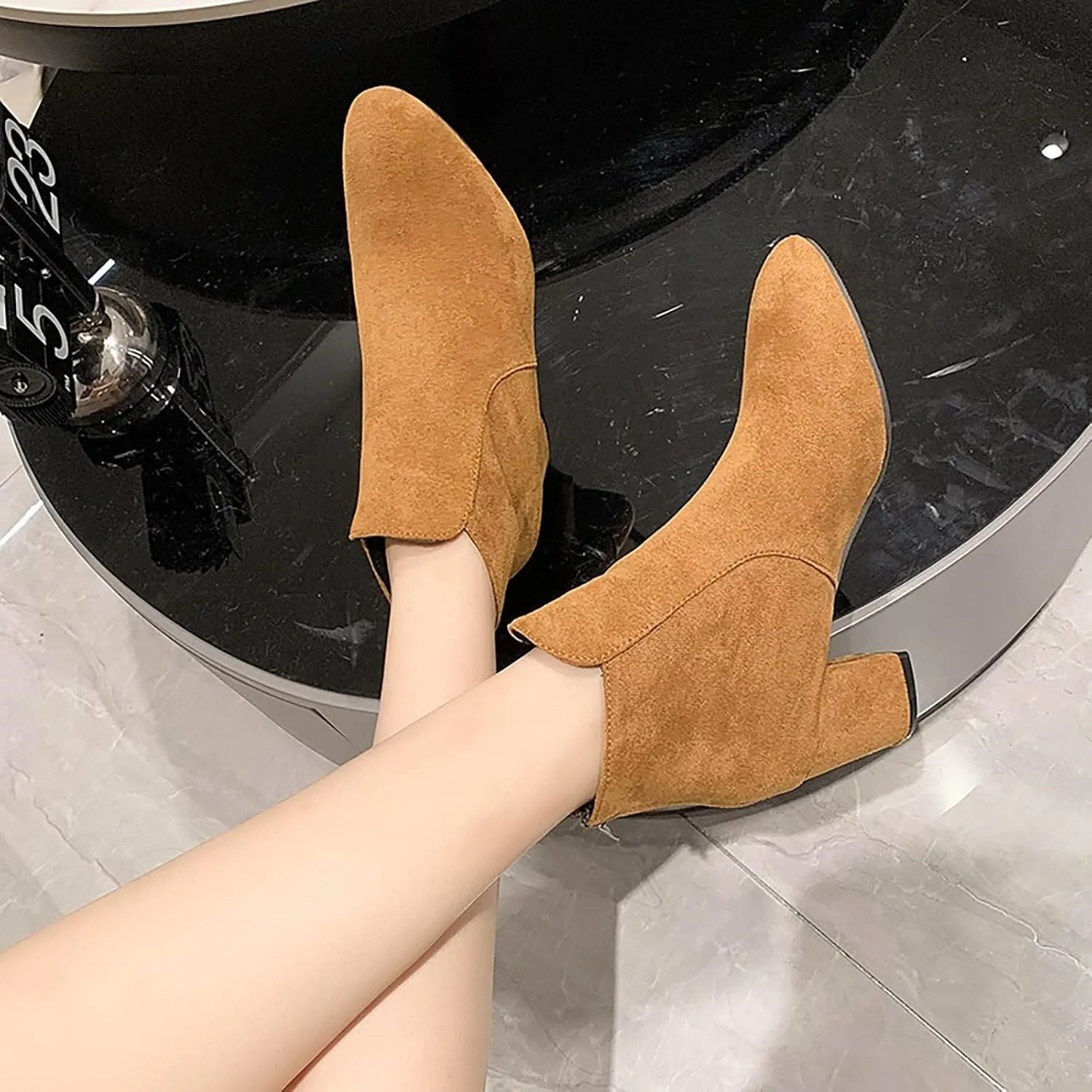 Womens Ankle Boots Women Booties Ankle Womens Short Western Boots Heeled Bootie for Women Dressy Closed Head Cute Cozy Lace-up Round Toe Comfortable Low Heel
