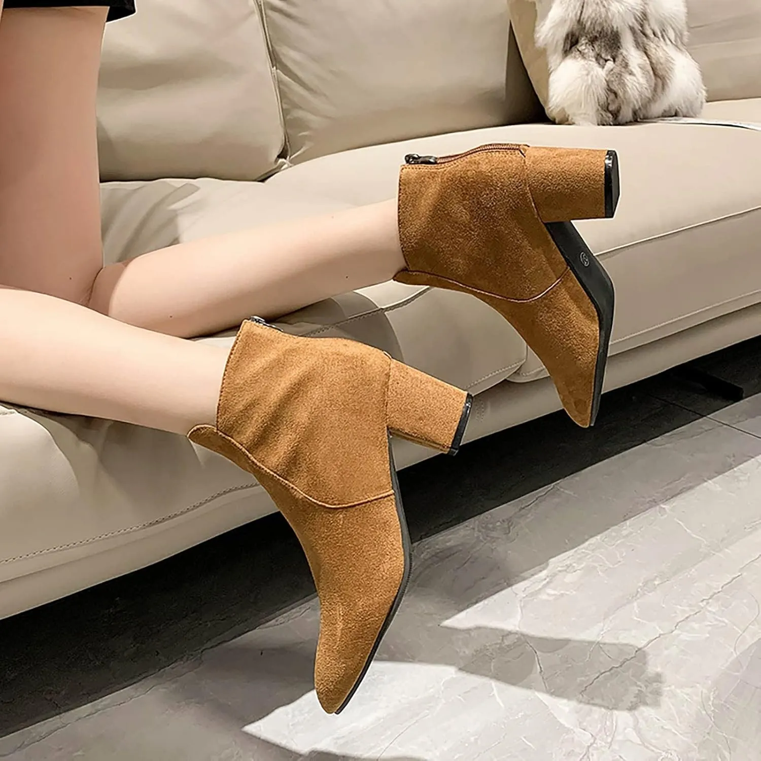 Womens Ankle Boots Women Booties Ankle Womens Short Western Boots Heeled Bootie for Women Dressy Closed Head Cute Cozy Lace-up Round Toe Comfortable Low Heel