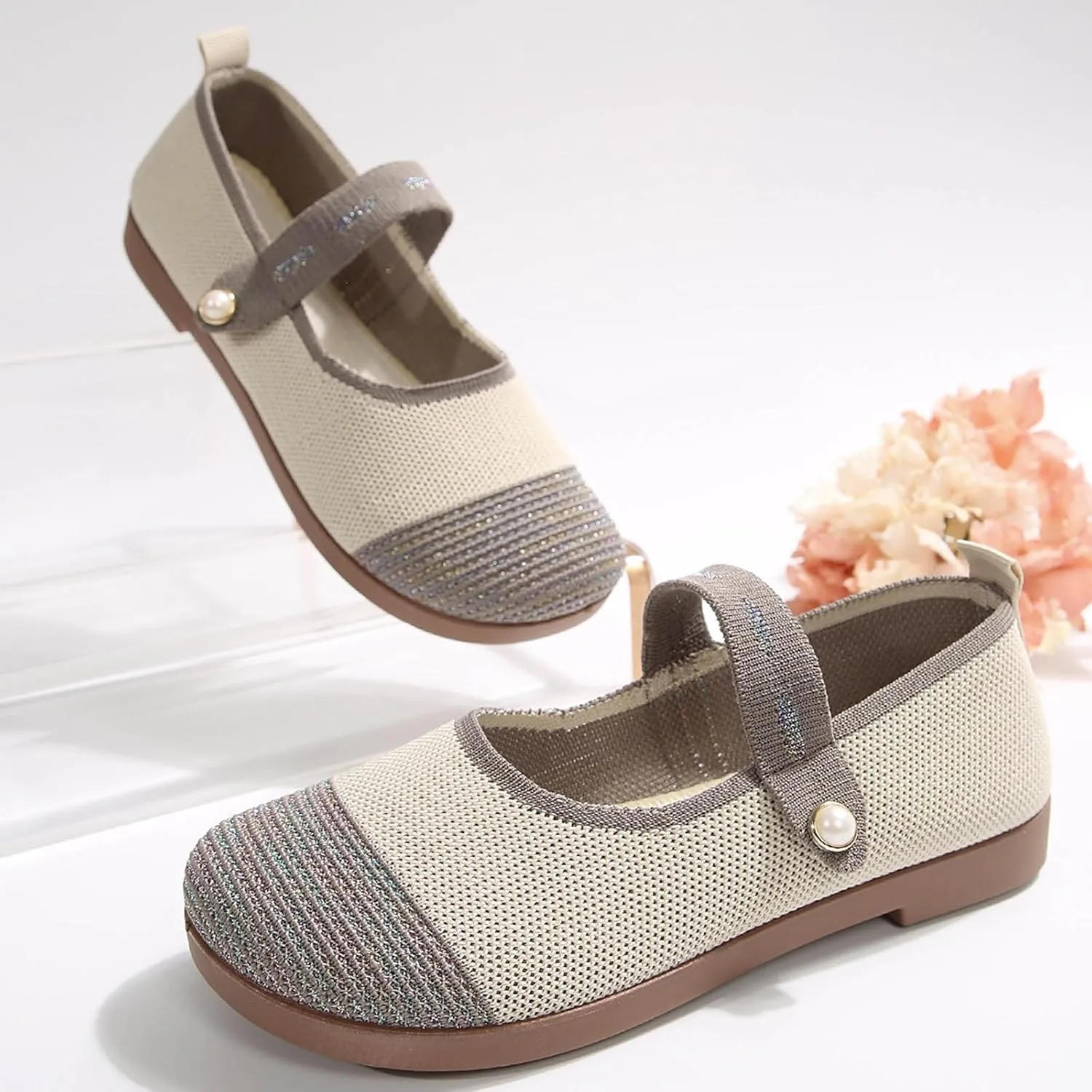 Women's Mary Jane Shoes Ballet with Buckle Strap Soft Work Dress Ballerina Walking Shoes Non Slip Casual Shoes